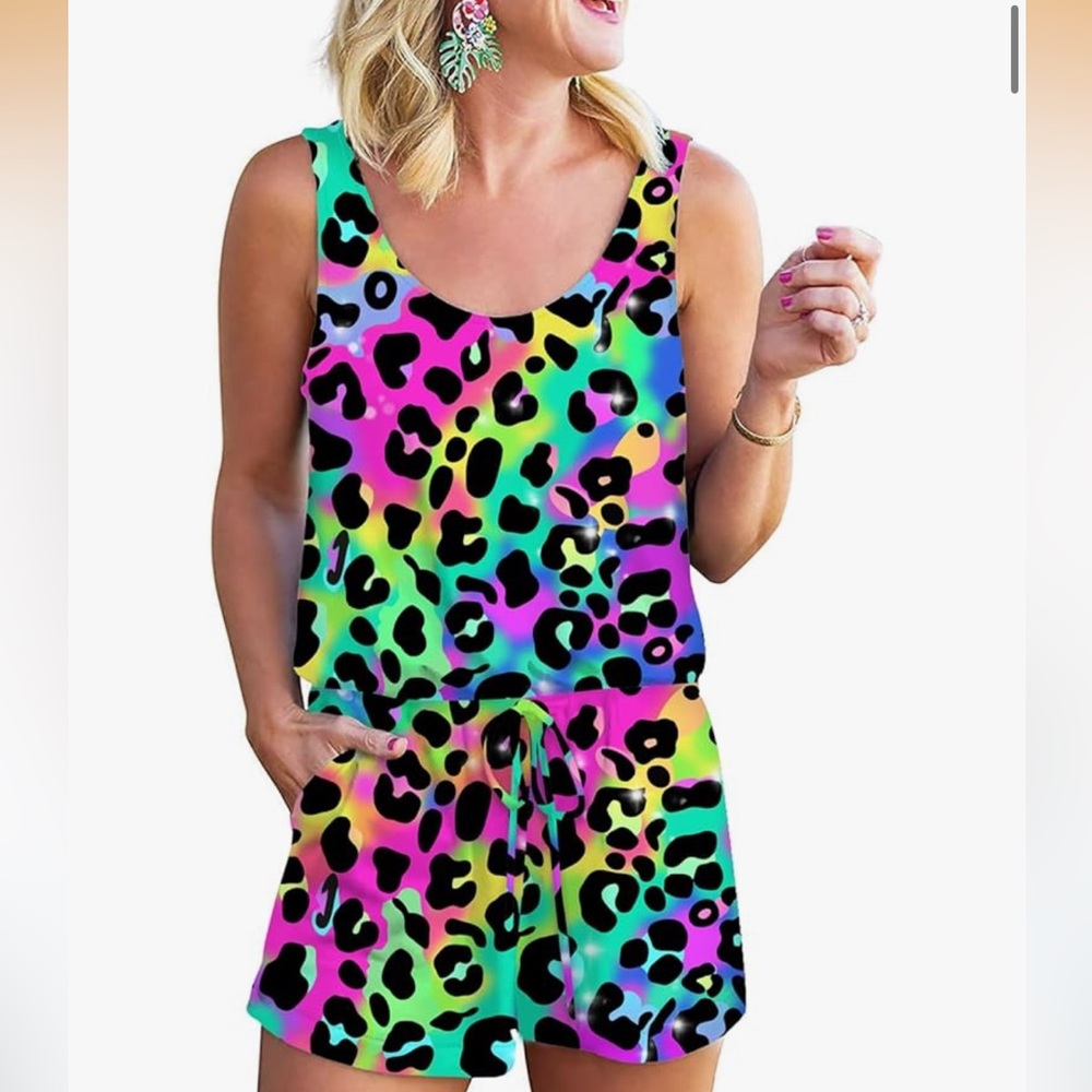 Colorful Leopard Print Jumpsuit
